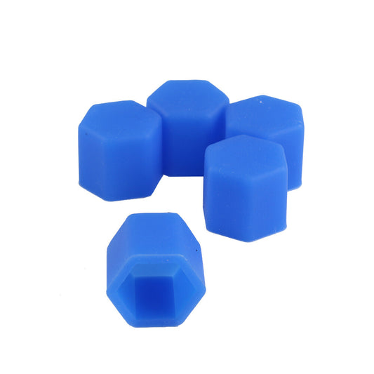 Set of 5 Car Wheel Lug Nuts Silicone Blue Fit All Vehicles w/ 17mm Hex Bolt Nuts Q