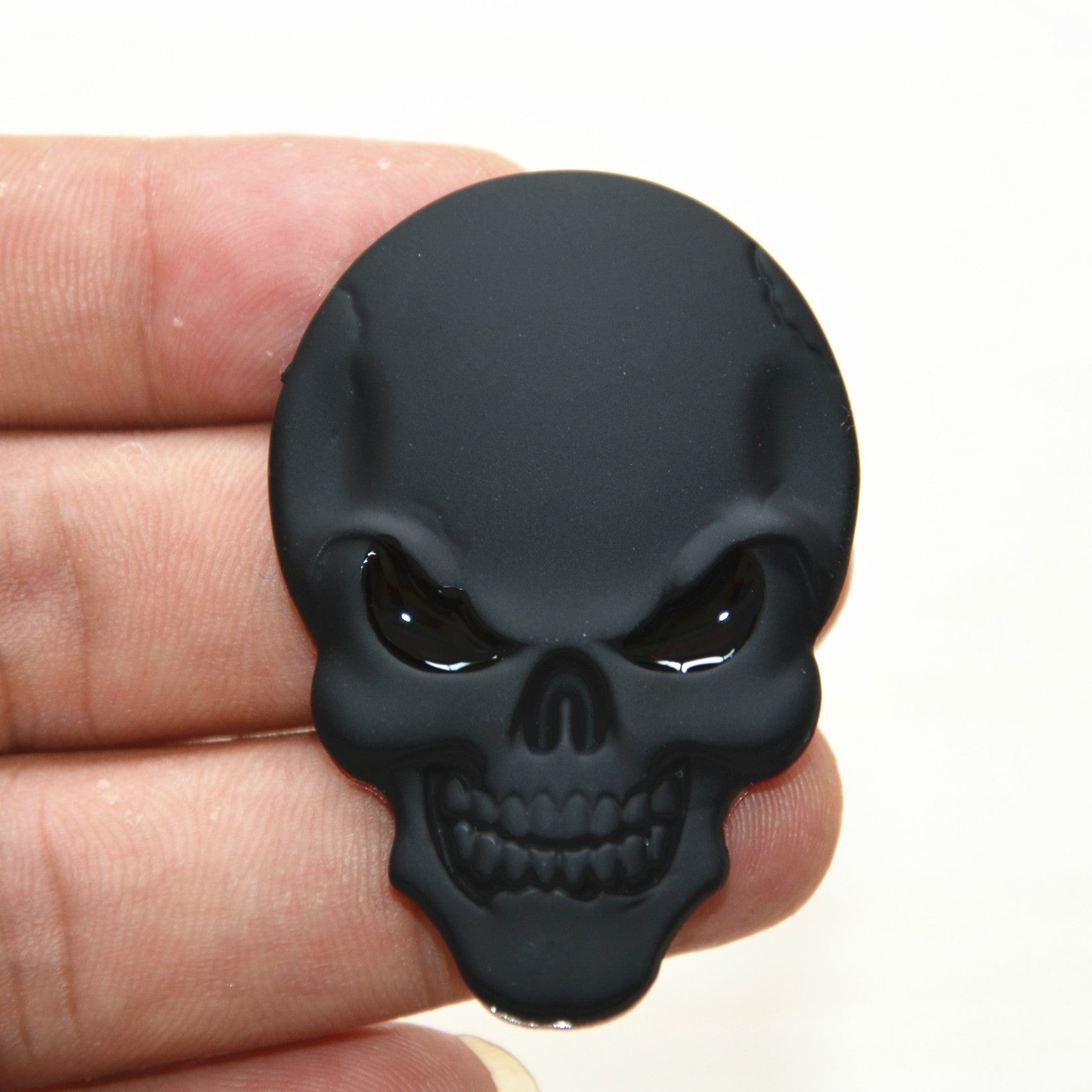 1x Black Metal Cover 3D Skull Demon Sticker Car Bady Metal Emblem Badge