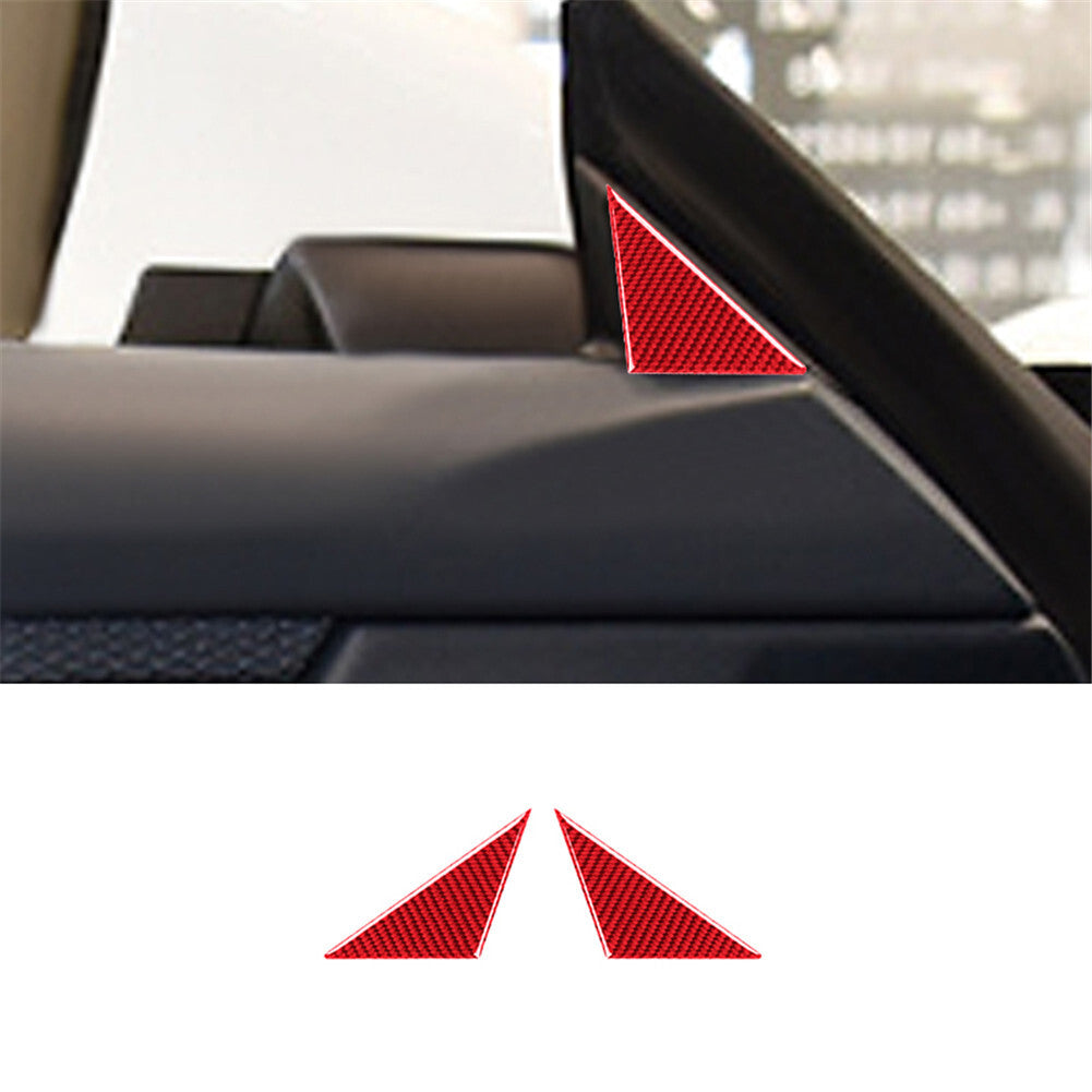 2Pcs Red Carbon Fiber A-Pillar Triangle Cover Trim for Porsche Taycan 2019-2022