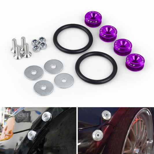 Purple JDM Quick Release Fasteners Car Bumpers Trunk Fender Hatch Lids Kit