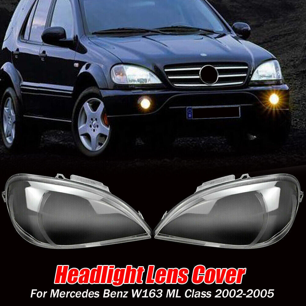 for Mercedes Benz W163 ML Class 2002-2005 1 Pair Headlight Headlamp Lens Cover Q