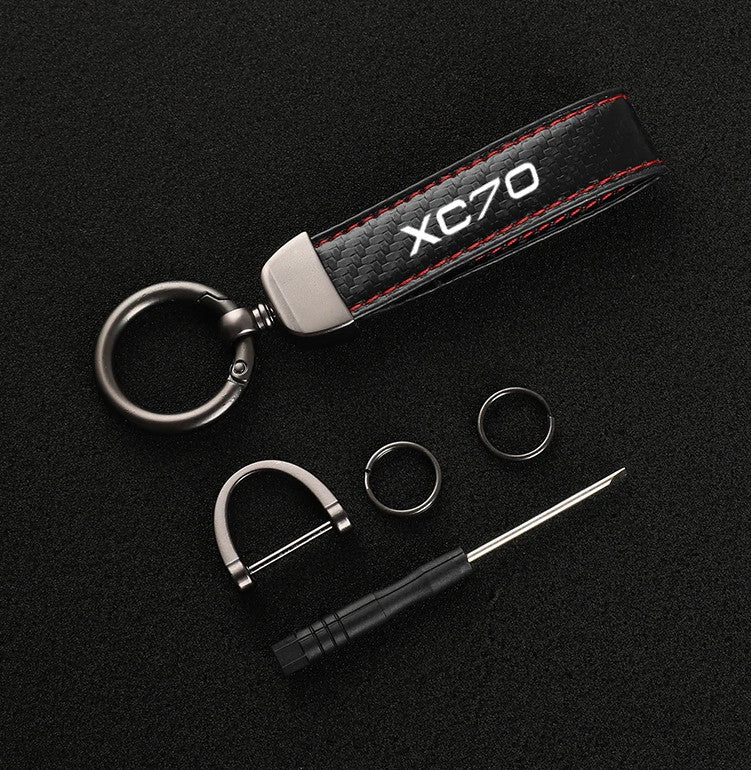 Car keychain/key ring/key fob for XC70, car accessories, black and red.