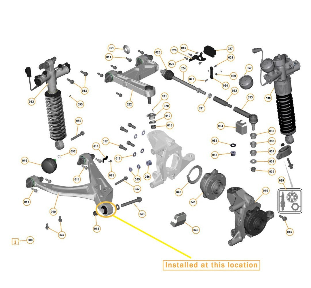 Equipment Manufacturer ( ) for rear lower arm bushings for McLaren 12C, 625C, and 650S: 11B0746CP, 12B0771CP
