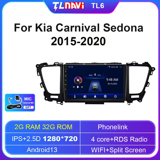 15-20 Car Radio for Kia Carnival YP Sedona GPS Carplay Multimedia Player Screen