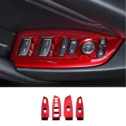 4pcs ABS Red Window Lift Panel Switch Cover Trim for Honda Accord 10th 2018-2021