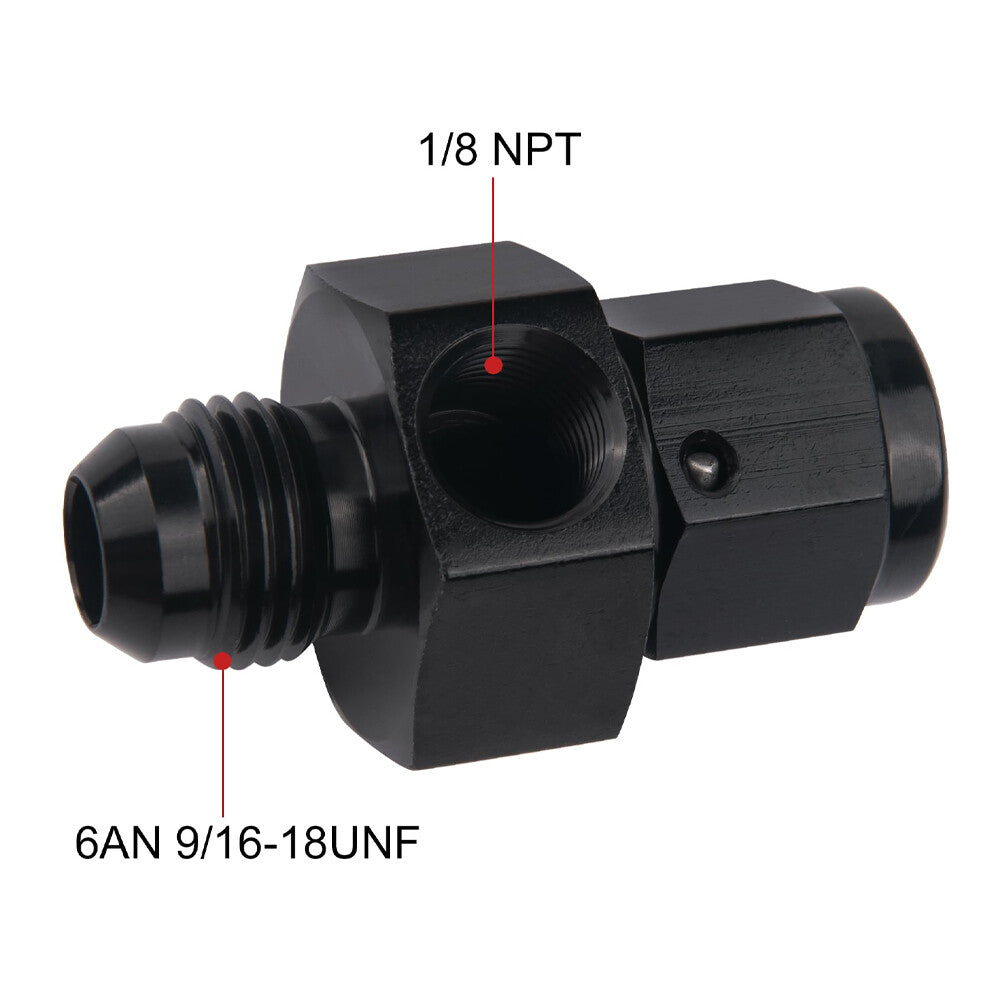 2Pcs Fuel Fitting 6AN Male to Female with 1/8 NPT Gauge Sensor Port Hose Adapter