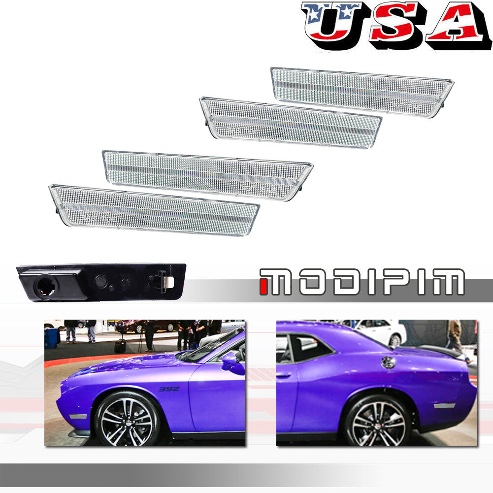4-piece transparent lens front and rear side marker light housing for 2008-14 for Dodge for Challenger Q