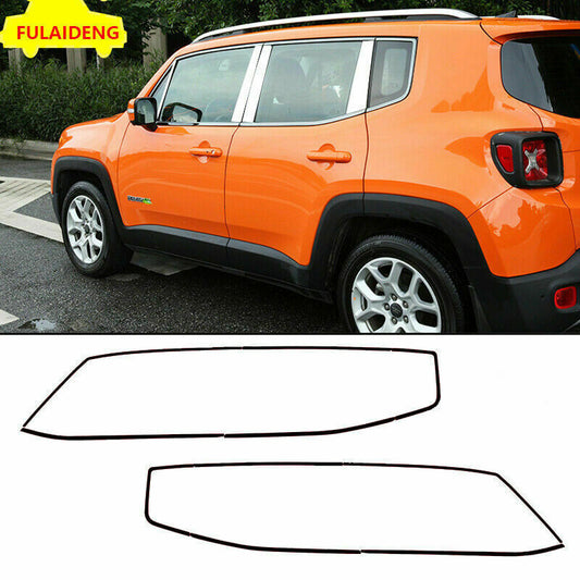 10P for Jeep Renegade 2016-22 Glossy Black Window Sill Frame Molding Trim Cover