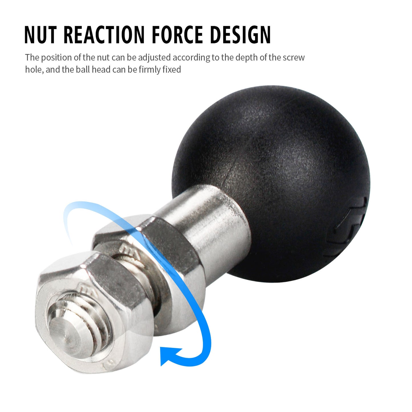 Motorcycle Handlebar Ball Base 1in M10 X 1.25 Male Thread Mount Stainless Steel Q