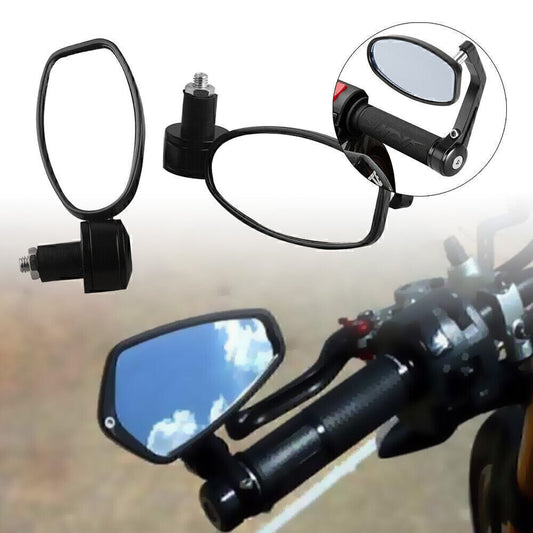 For All Motorcycle Black Universal Pair Left & Right 78 Handle Bar End Mirrors Q