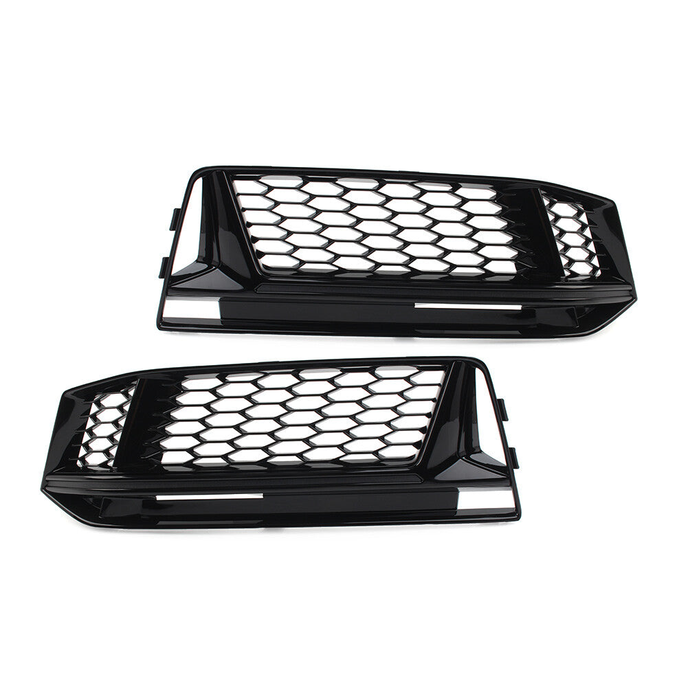 Honeycomb Fog Light Grille Cover Glossy Black Fit for Audi A4 B9 S-Line S4 2016-18