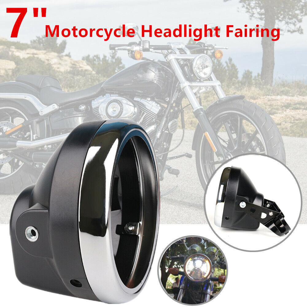 7-inch Motorcycle and Bicycle Headlight Cover Retro Racing Light Cover Mounting Bracket - n