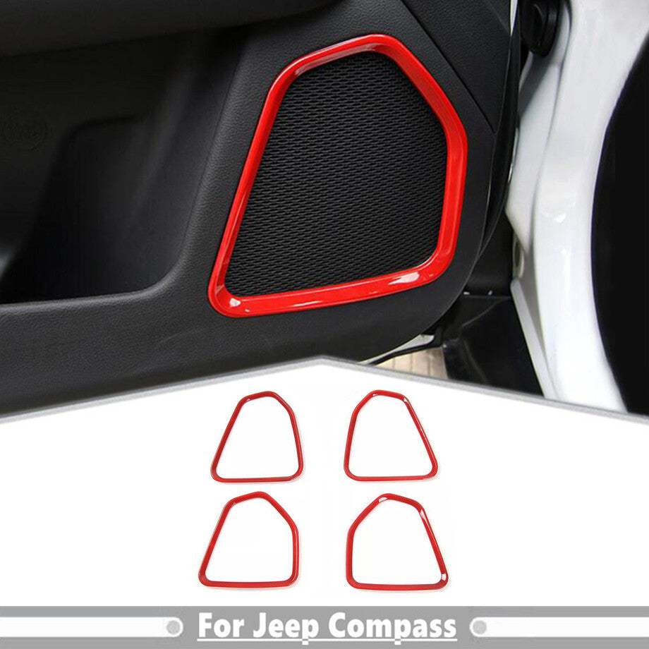 For 2017-2025 for Jeep Compass ABS Red Interior Door Speaker Bezel Frame Cover Trim v