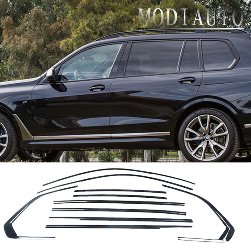 for BMW X7 2019-2022 Black Steel Window Frame Sill Strips Cover Trim Decor 10Pcs