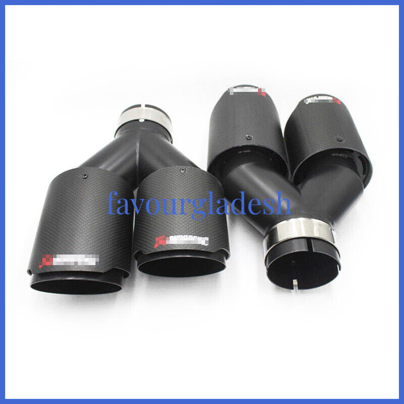 2PCS Akrapovic Real Carbon Fiber Exhaust Tip Dual Pipe ID:2.5 63mm OD:3.0 76mm