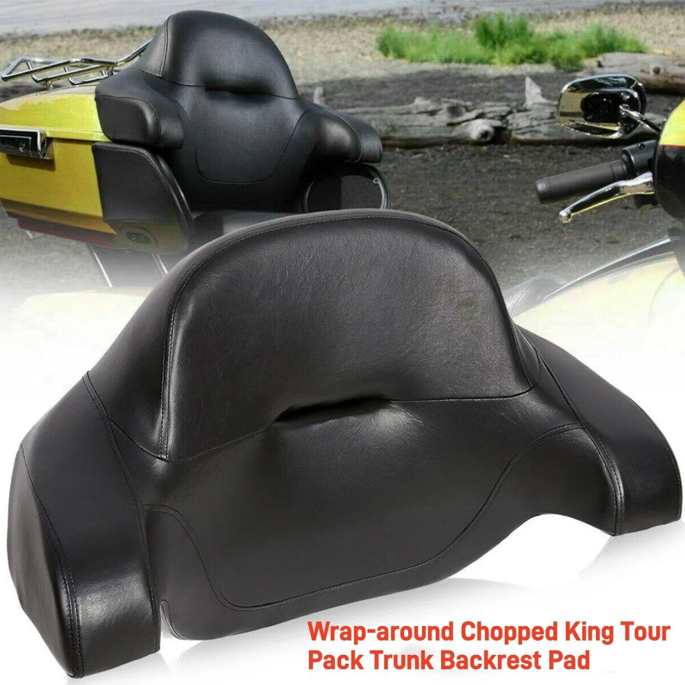 Wrap-around shredder and extra-large trunk backrest cushions for Harley Road Glide 2014-up- n
