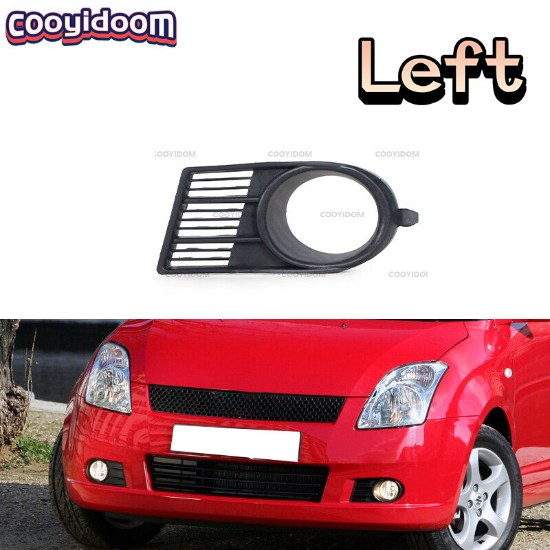 Black cover frame for the fog light grille on the left front bumper, suitable for Suzuki for Swift 2005 and 2006.