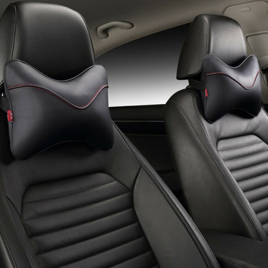 Wear-resistant PU Car Headrest Safety Pillow for Seat Head Neck Rest Cushion 2Pcs Q
