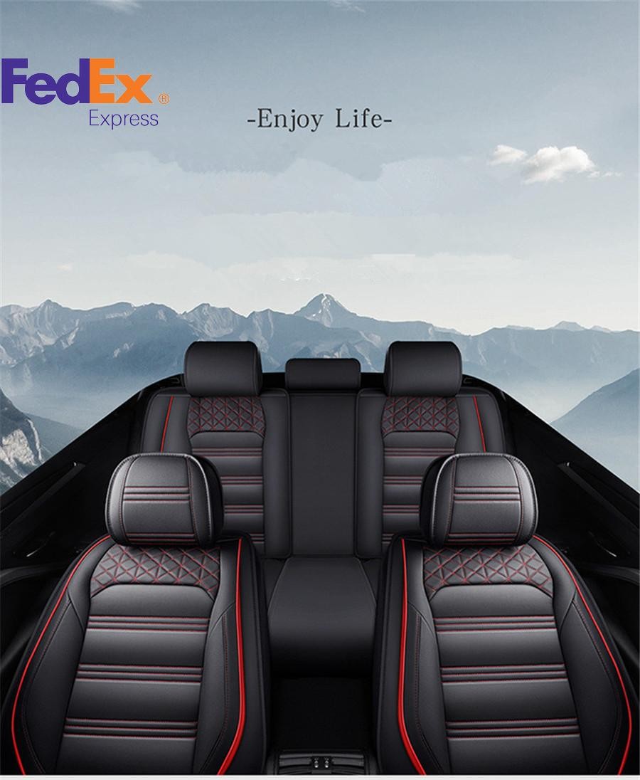All Seasons PU leather car Full Front+Rear Cushion 5-Seats Covers 6D Car-styling Q