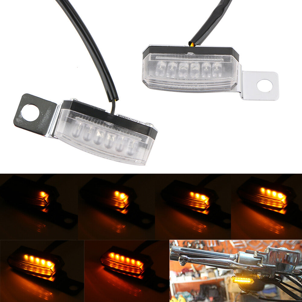 2 for Mini Motorcycle LED Turn Signal Flashing Lights Indicator Lights Amber Lights + Bracket