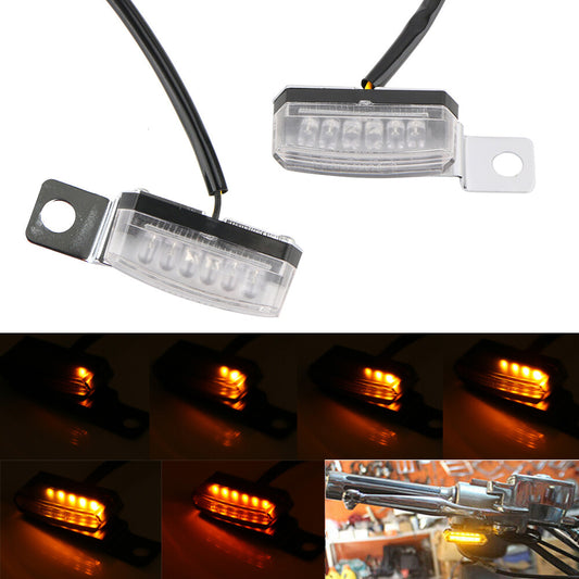 2 for Mini Motorcycle LED Turn Signal Flashing Lights Indicator Lights Amber Lights + Bracket