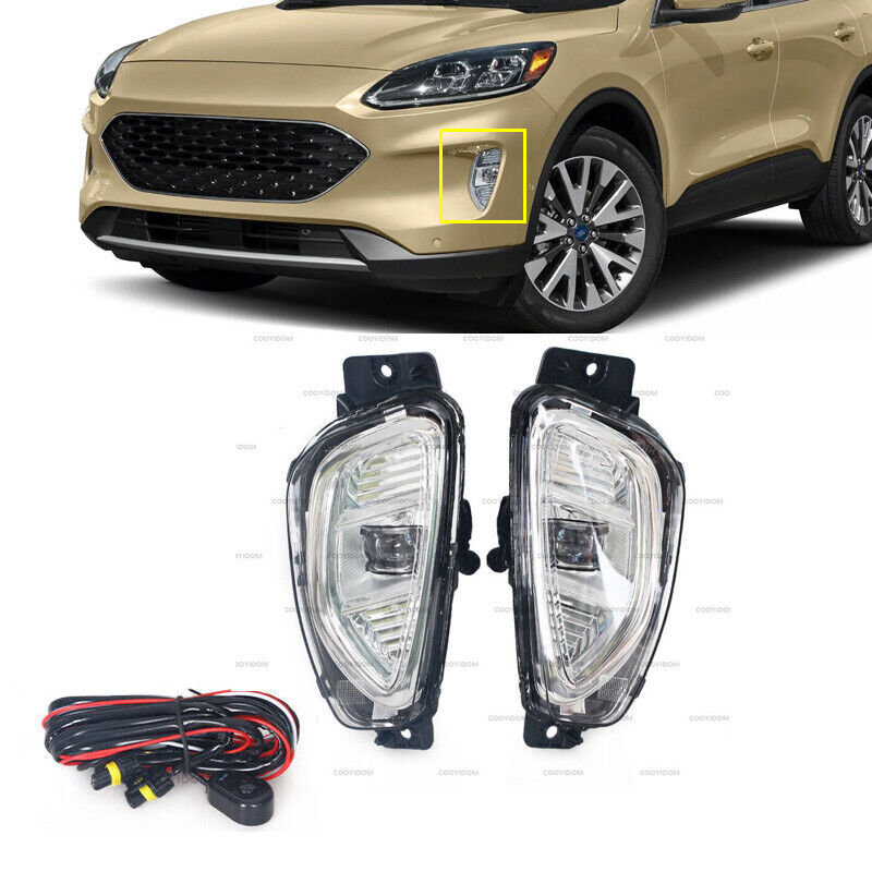 1Set for Ford Escape 2020-2022 LED Fog Light Fog Lamps W/Cover Bezel Switch Wire