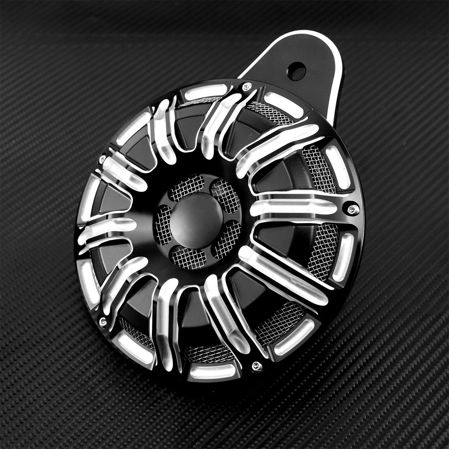 Motorcycle 110dB CNC Horn Speaker Cover Black Fit for Harley Big Twin 1991-up