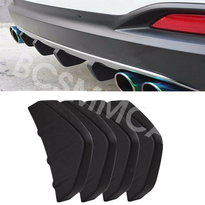 4Pcs Lower Rear Body Bumper Diffuser Shark Fin Kit ABS Car Spoiler Black Q