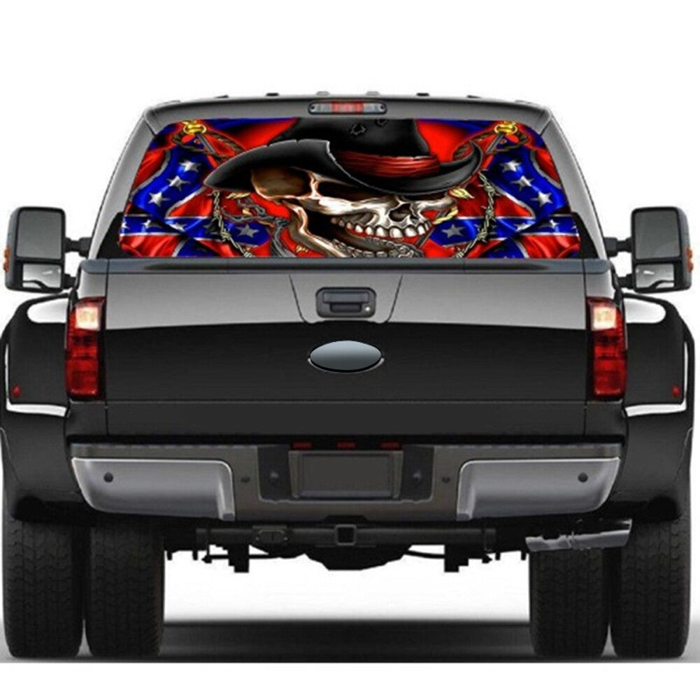 53In Horror 3D Skull Transparent Pickup Truck Car Rear Window Vinyl Sticker