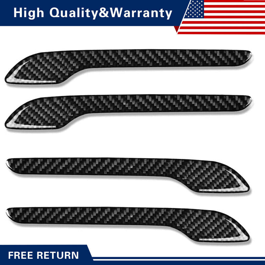 4X Carbon Fiber Door Handle Cover Stickers/Decals for Model 3 Y Accessories - n