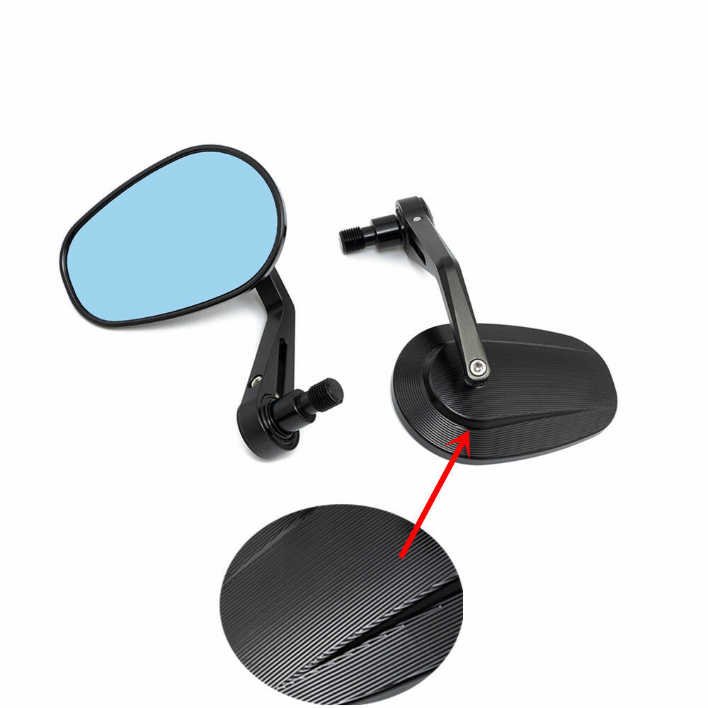 Black CNC Handlebar End Oval Side Mirror for Yamaha XSR700 XSR900 MT-07 XJ6 FZ8