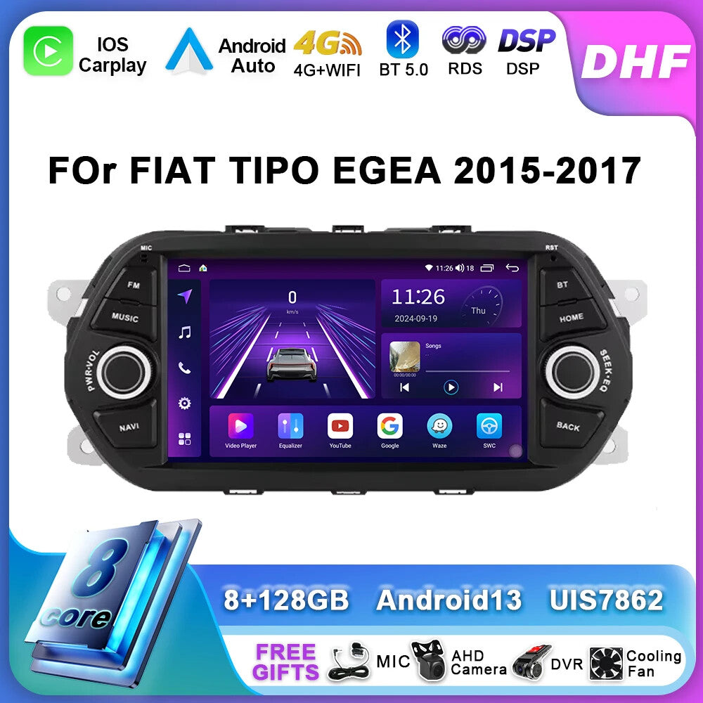 for FIAT TIPO EGEA 2015-2017 Stereo Android CarPlay Car Radio Screen GPS Player