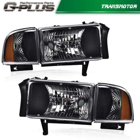 Suitable for 94-02 for Dodge for RAM 1500 2500 3500 headlights LAMPS chrome lens amber angle- v