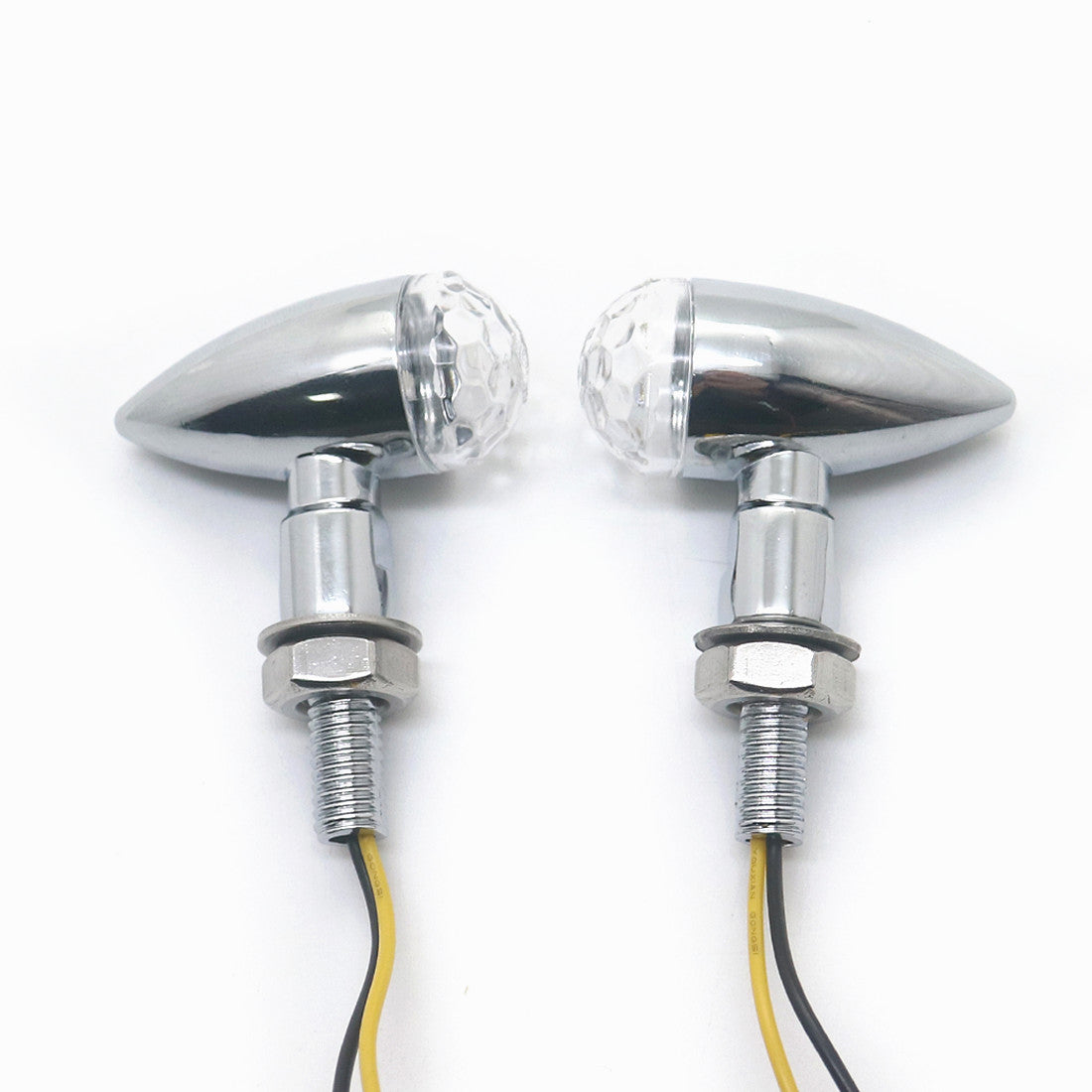 Chrome Metal LED for Mini Bullet Clear Spherical Lens Turn Signal Indicators Light Q