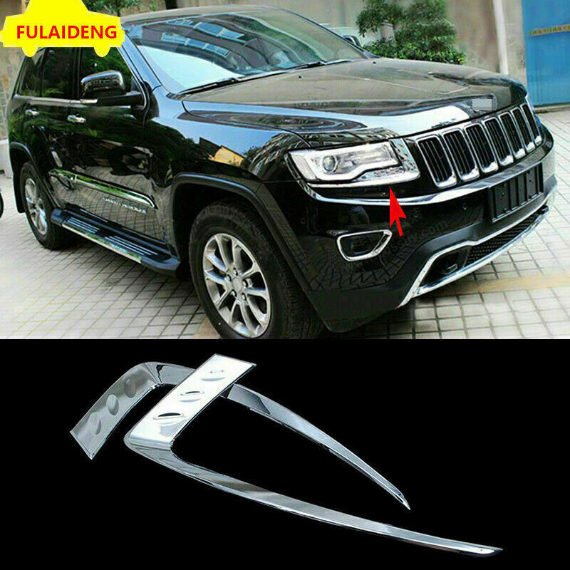 for Jeep Grand Cherokee 2014-2016 Chrome Head Light Lamp Eyelid Strip Cover Trim