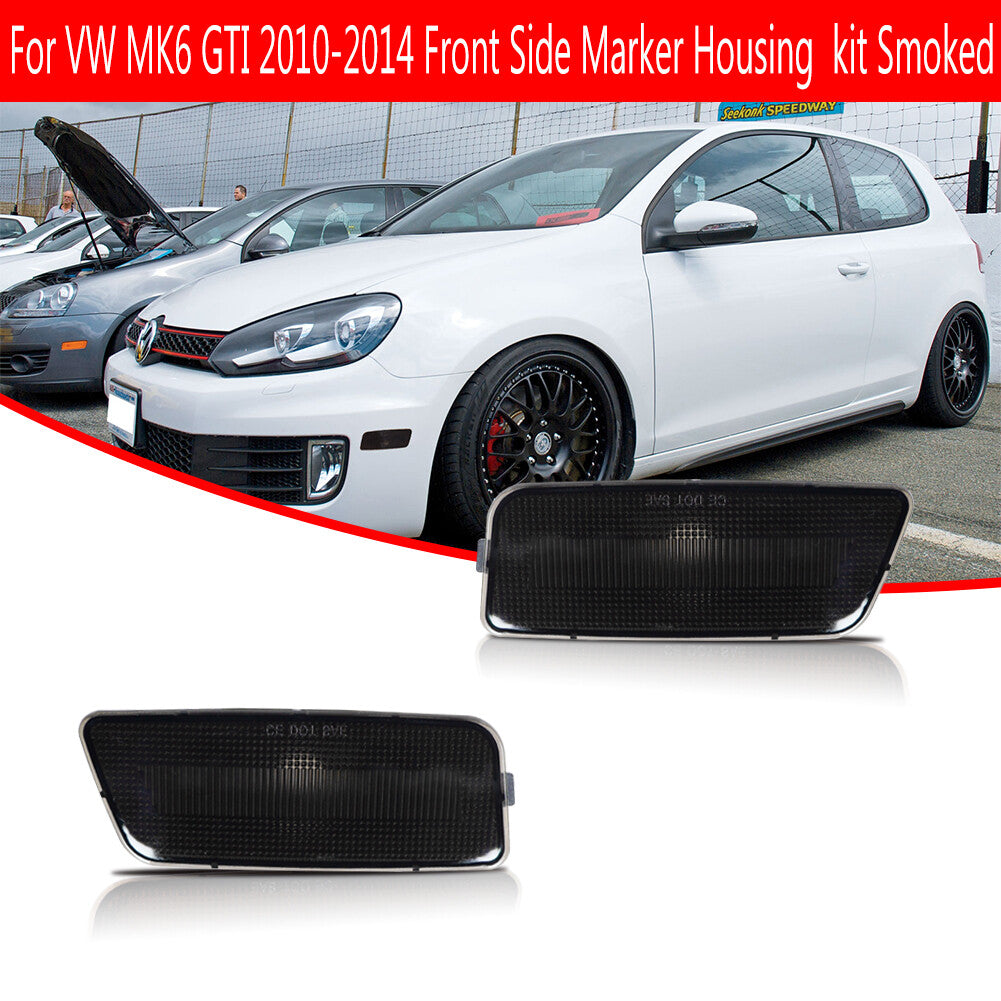 Suitable for 2010-2014 MK6 for Golf GTI smoked front fender side marker light housing set- v