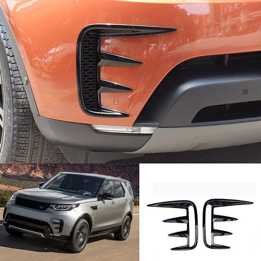 For LR Discovery 5 2017-25 Gloss Black Front Fog Light Lamp Grille Cover Trim 2X