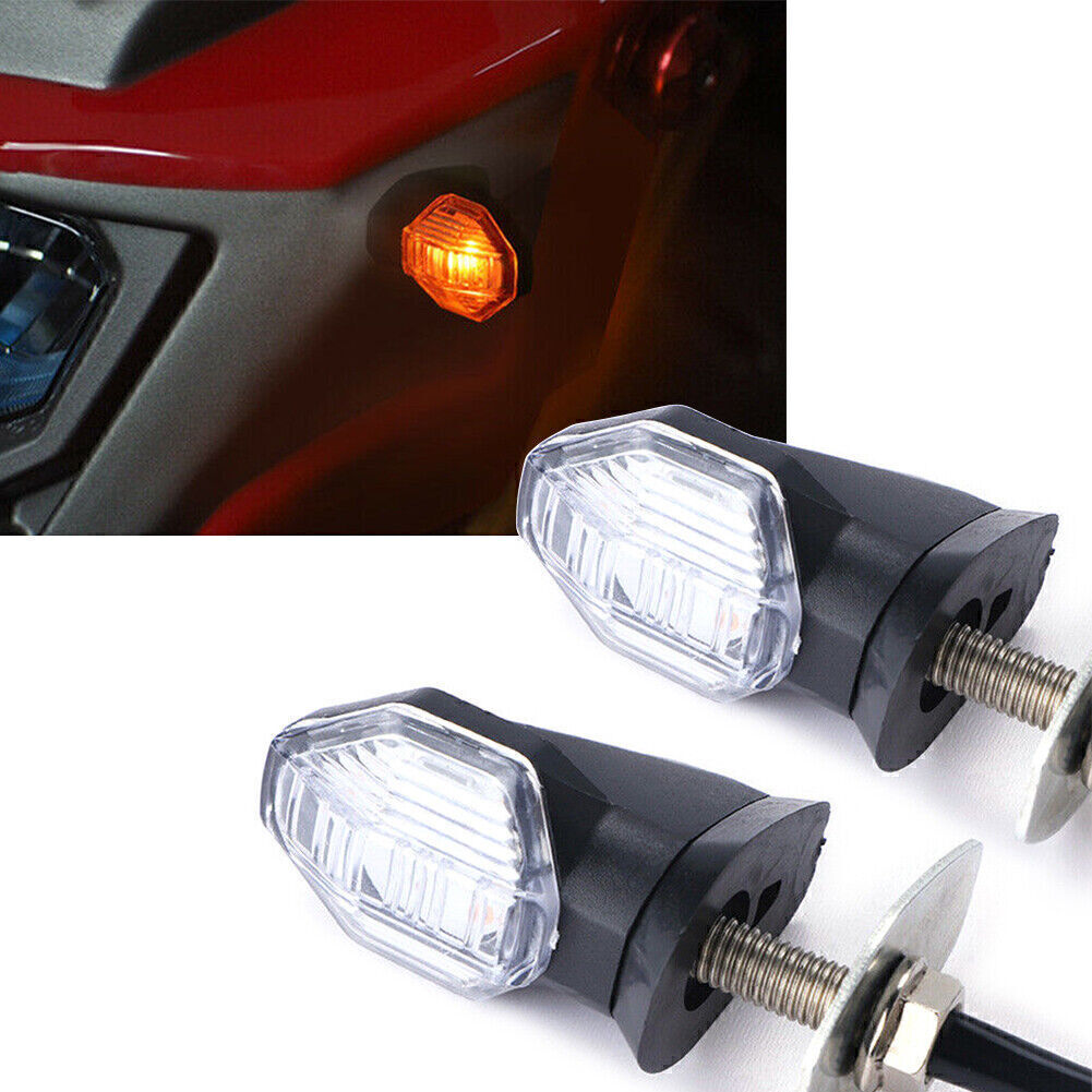 2x Motorcycle Universal LED Turn Signals Light Blinker Amber Indicator Lamp 12V Q