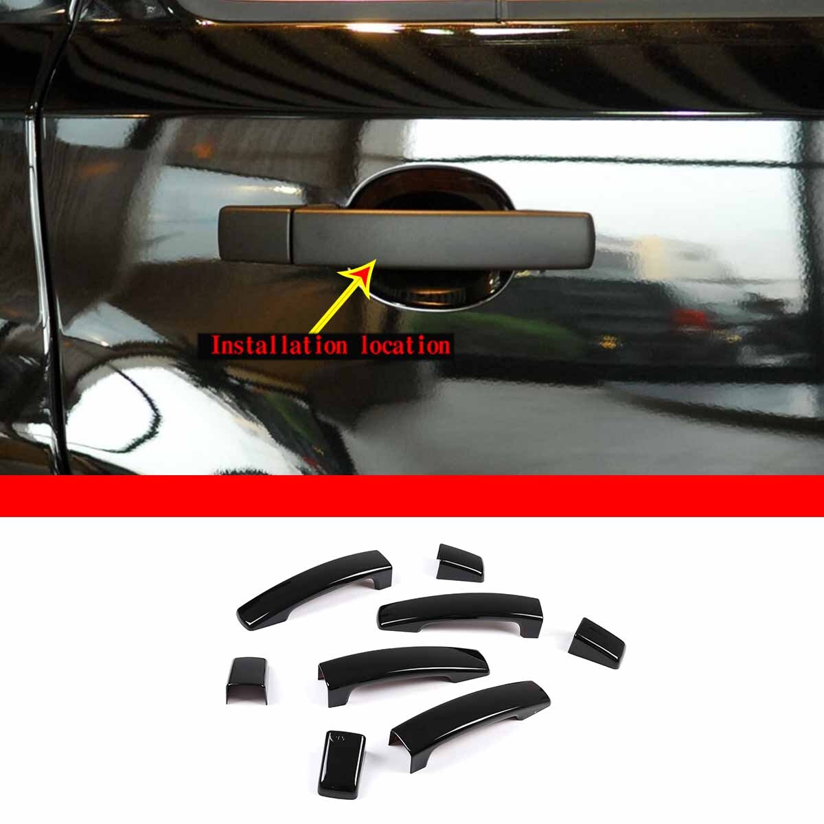 Sleek black door handle cover trim for Land Rover L320 LR2 LR3 2005 06-09- n