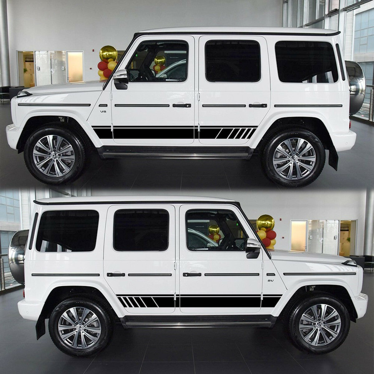 2x Car Truck Side Skirt Door Racing Graphic Vinyl Sticker Decal Stripe Accessory