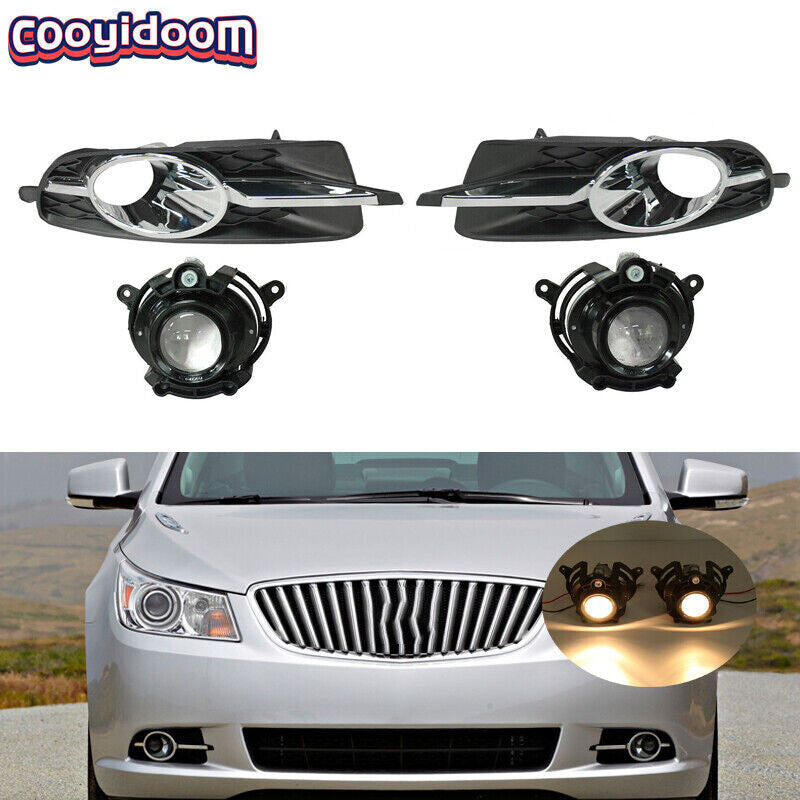 Pair Front Bumper Fog Lights Assembly With Covers for Buick LaCrosse 2010-2013