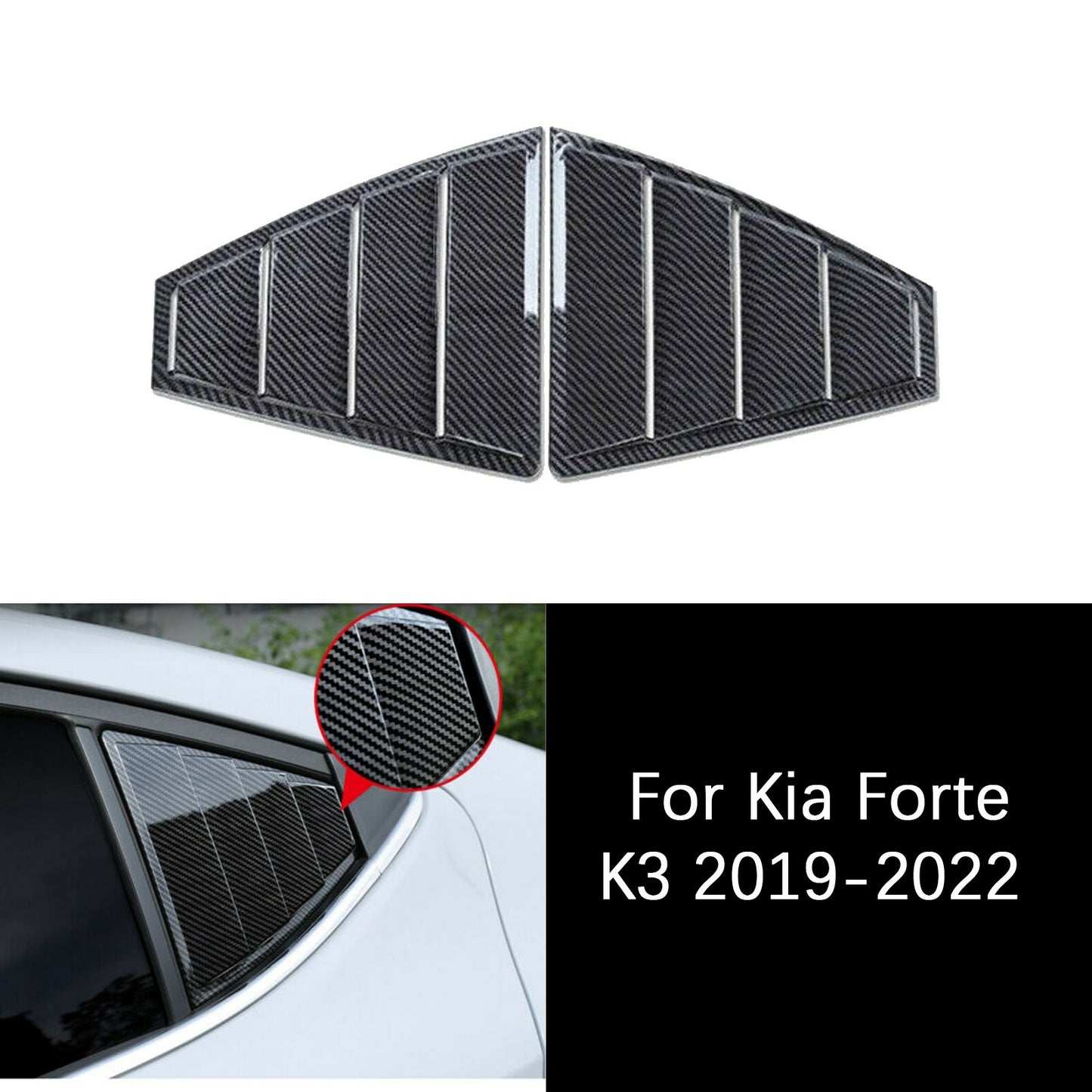 fit for HYUNDAI for Elantra 17-19 Carbon Fiber Window Side Louvers Vent Cover Trim AT