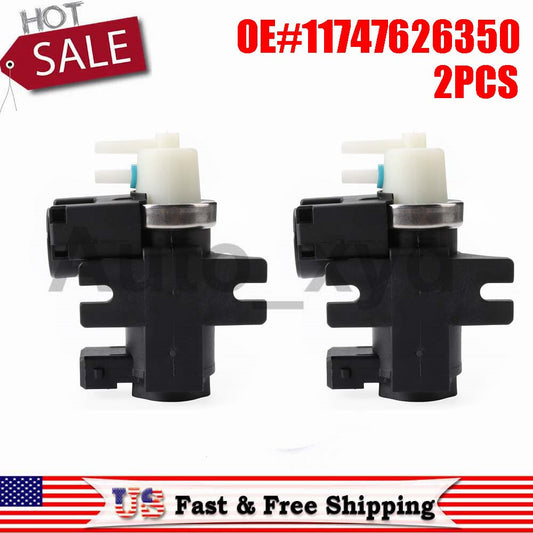 2 pieces of 11747626350 turbocharger solenoid valves suitable for BMW 135i, 335i, 335is, 335xi, and 535i.