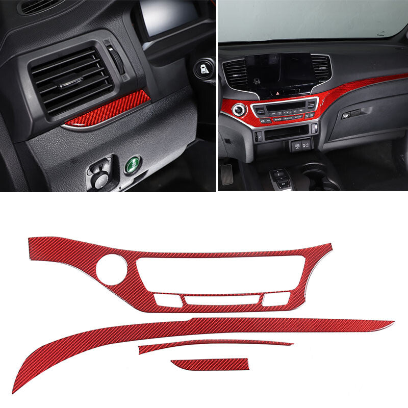 Red carbon fiber dashboard panel cover decorative sticker for Honda Ridgeline Passport Pilot n