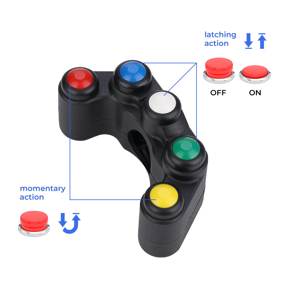 5 Button Array Mount Motorcycle Switch Universal Fits 22mm Diameter Handlebars Q