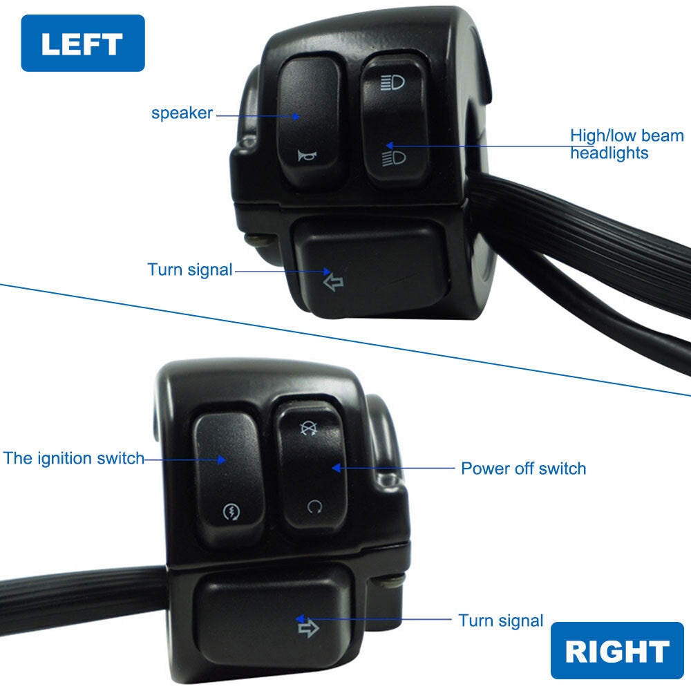 1 Pair Motorcycle Handlebar Switches Control and Wiring Harness with for Harley Q