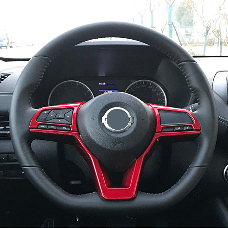 3-piece Bright Red Steering Wheel Trim Set for Nissan Versa 2020 - 2024