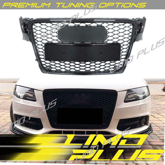 RS4 Style Gloss Black Honeycomb Front Grille for for Audi A4 S4 B8 2009-2012 v