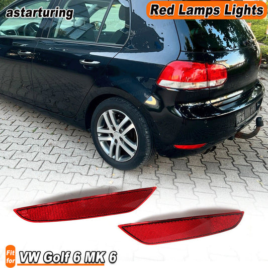 ABS Pair Rear Bumper Reflector Lamps Lights Red for VW for Golf 6 MK 6 2009-2013 RED