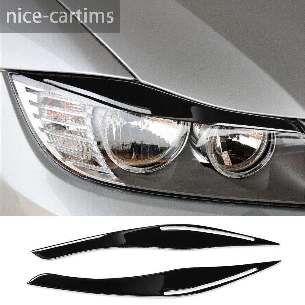 Gloss Black Front Headlight Eyelids Eyebrow Cover for BMW 3 Series E90 2009-2012
